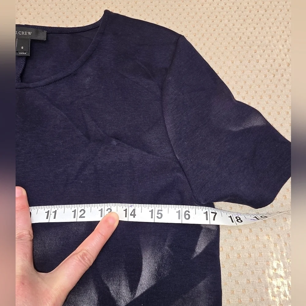 J. Crew Black Fitted Peplum Top Blouse Navy Blue Size Small